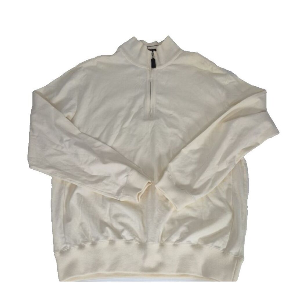 Roundtree & Yorke 1/4 Zip Sweater Mens Medium Cream Long Sleeve Pullover‎ NEW - Picture 3 of 8